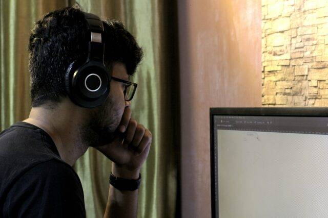 Man looking at computer screen