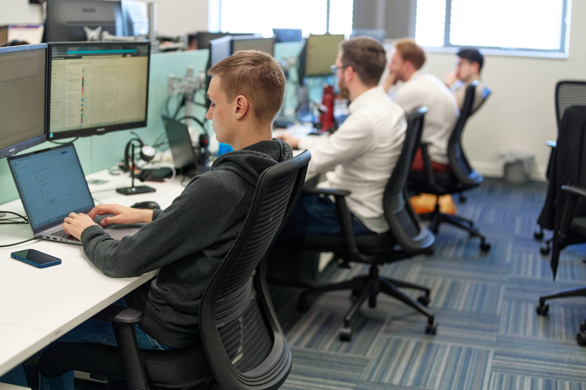 People working at desks